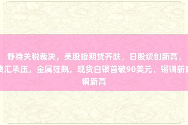 静待关税裁决，美股指期货齐跌，日股续创新高，债汇承压，金属狂飙，现货白银首破90美元，锡铜新高
