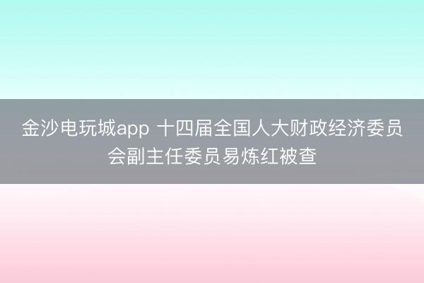 金沙电玩城app 十四届全国人大财政经济委员会副主任委员易炼红被查