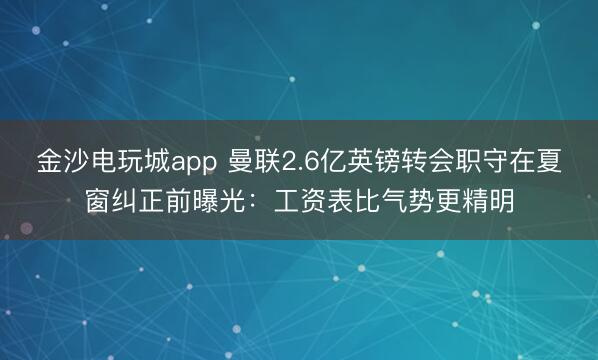 金沙电玩城app 曼联2.6亿英镑转会职守在夏窗纠正前曝光：工资表比气势更精明